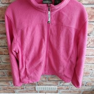 LL Bean full zip Fleece jacket jumper sweater pink  Womens large Regular Used